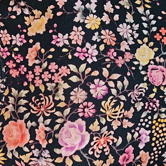 Peruvian Connection Chelsea Black Floral Jersey Tank Fit N Flare Dress Medium - Picture 3 of 10